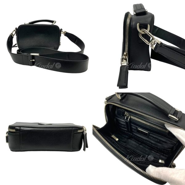 8040000665726 2 Prada Shoulder Bag Triangular Plate Black