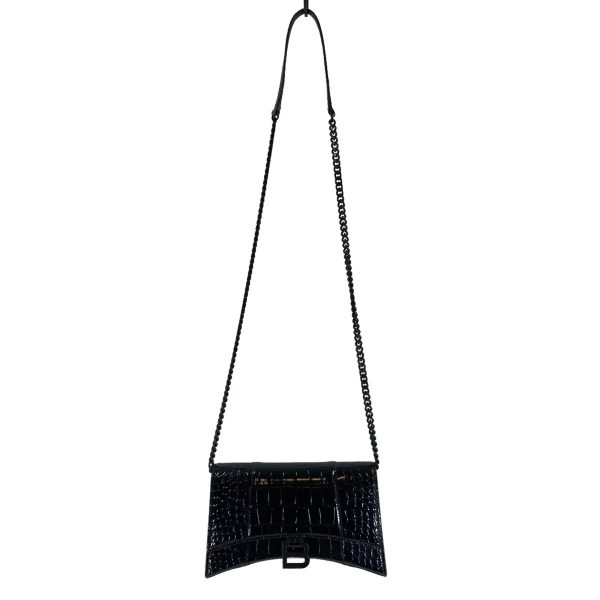 8079000376745 1 Balenciaga Down Town Chain Shoulder Bag Black