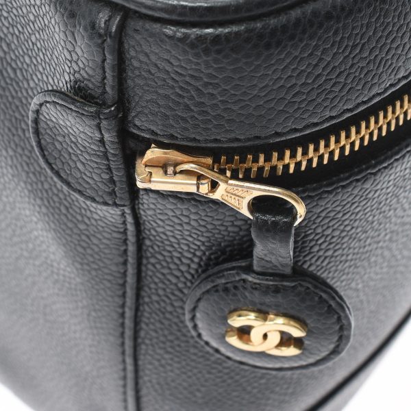 9 Chanel Vanity Black Gold Hardware Caviar Skin Handbag