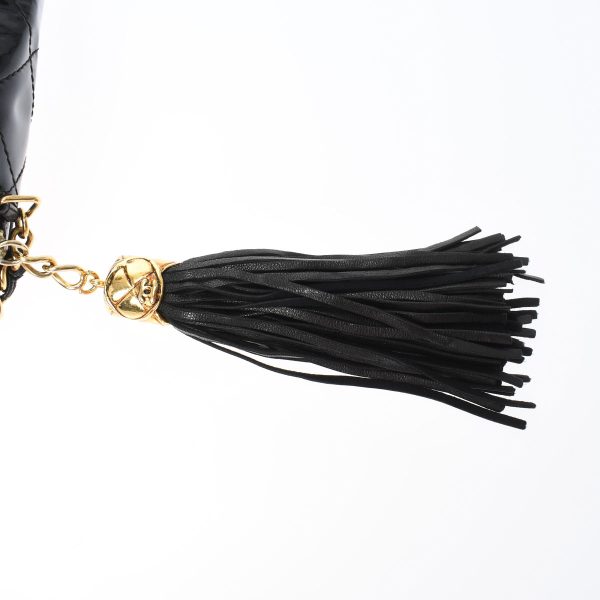 9 Chanel Matelasse Fringe Chain Shoulder Black Gold Hardware Patent Calfskin Shoulder Bag