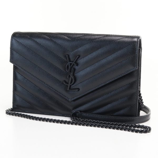 usdsl60521011 1b Saint Laurent Chain Wallet Leather Black