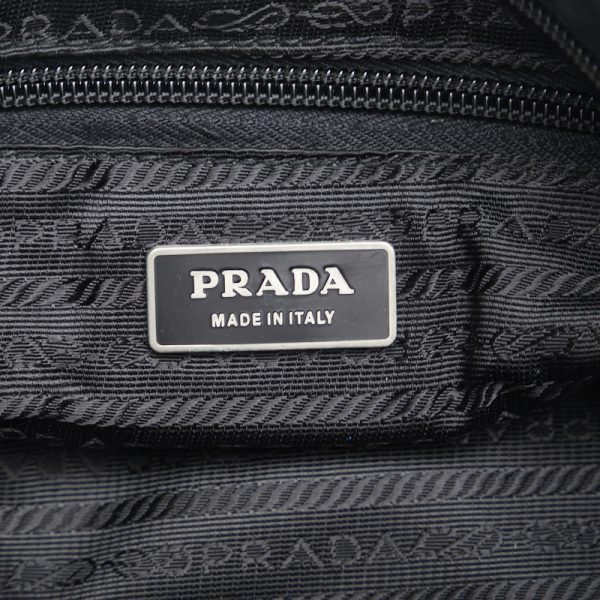 1 0108546 10 Prada Plate Crossbody Shoulder Bag Black Nylon