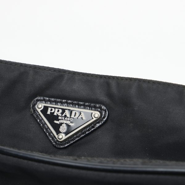 1 0108546 9 Prada Plate Crossbody Shoulder Bag Black Nylon