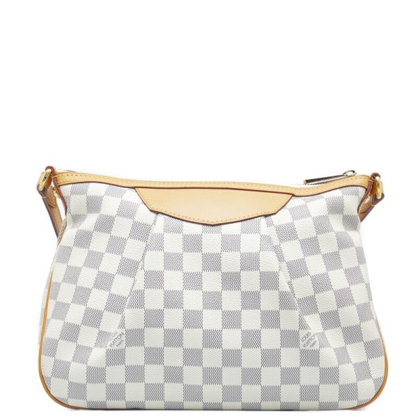 1 0110318 3 Louis Vuitton Damier Azur Siracusa PM Shoulder Bag White Leather