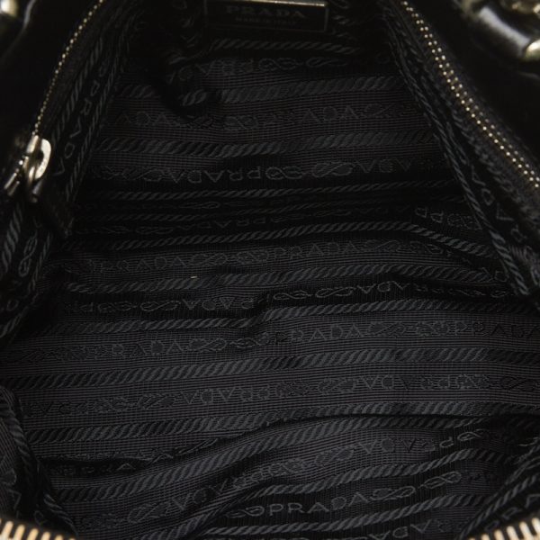 1 0110418 5 Prada Side Logo Tessuto Saffiano Chain Shoulder Bag Black