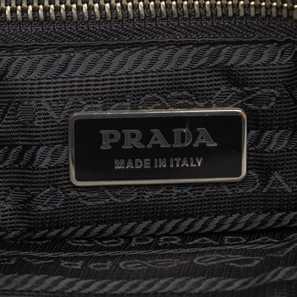 1 0110418 9 Prada Side Logo Tessuto Saffiano Chain Shoulder Bag Black