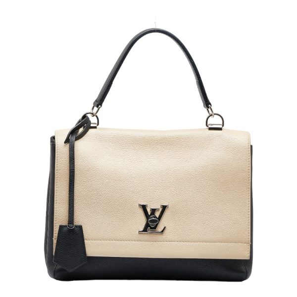 1 0112168 1 Louis Vuitton LockMe Shoulder Bag Noir Beige Leather