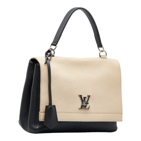 1 0112168 2 Louis Vuitton LockMe Shoulder Bag Noir Beige Leather