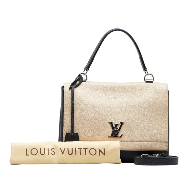 1 0112168 8 Louis Vuitton LockMe Shoulder Bag Noir Beige Leather