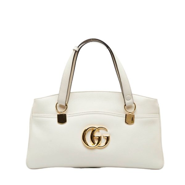 1 0119525 9 Copy Gucci GG Marmont Alley Large Handbag Shoulder Bag Off White Leather