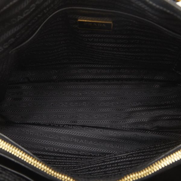 1 0120576 6 Prada Logo Jacquard Ribbon Handbag Tote Bag Black