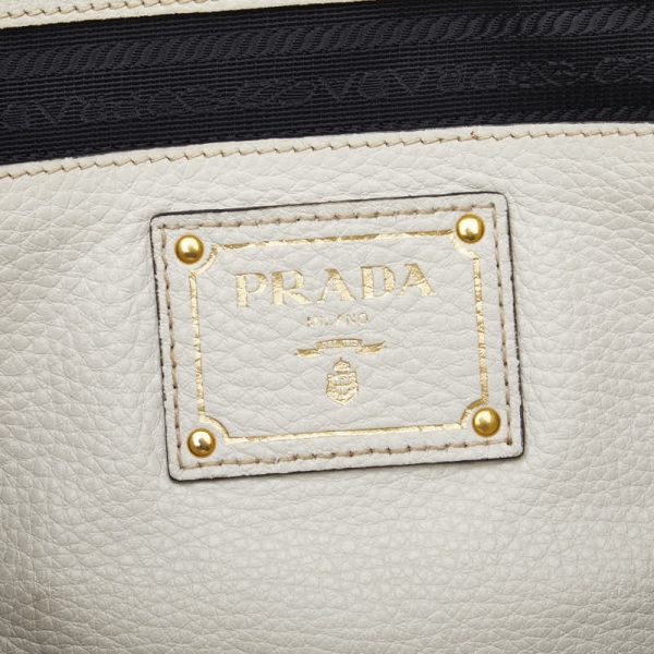 1 0121312 11 Prada Handbag Shoulder Bag 2way White Leather