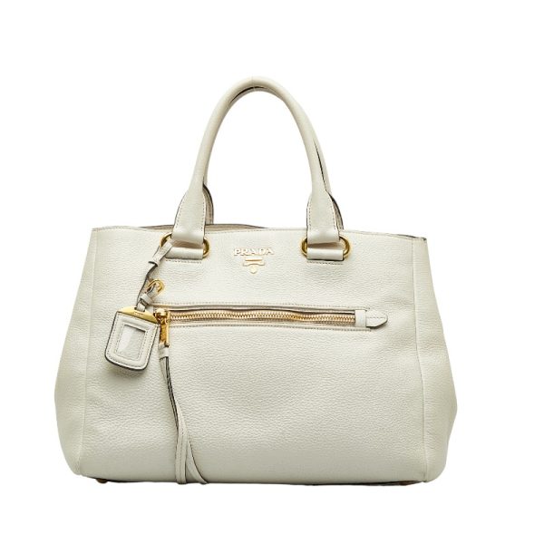 1 0121312 2 Prada Handbag Shoulder Bag 2way White Leather