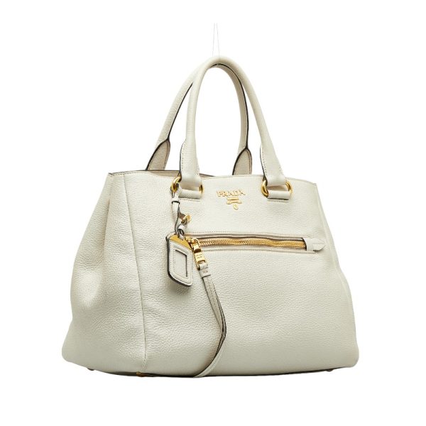 1 0121312 3 Prada Handbag Shoulder Bag 2way White Leather