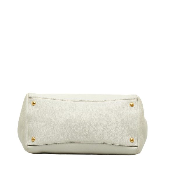 1 0121312 5 Prada Handbag Shoulder Bag 2way White Leather