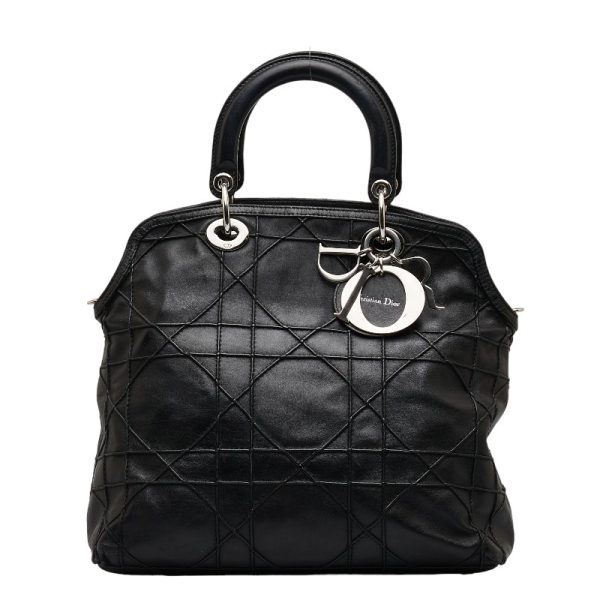 1 0122258 2 1 Dior Granville Cannage Handbag Shoulder Bag Lambskin Black