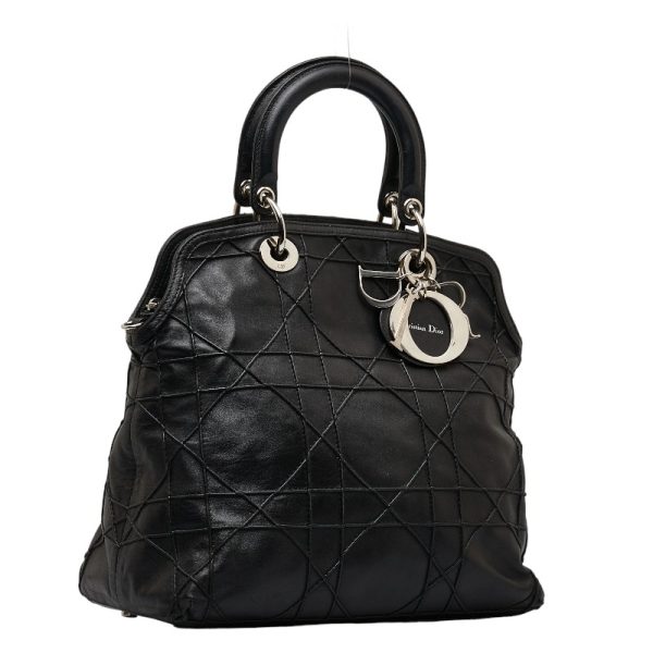 1 0122258 3 Dior Granville Cannage Handbag Shoulder Bag Lambskin Black