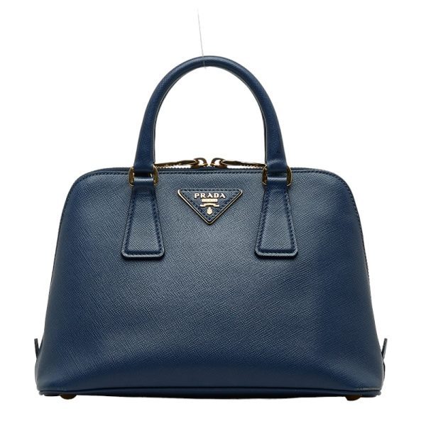 1 0122759 2 Prada Saffiano Handbag Shoulder Bag 2way Blue Gold Leather