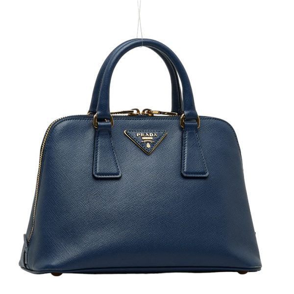 1 0122759 3 Prada Saffiano Handbag Shoulder Bag 2way Blue Gold Leather