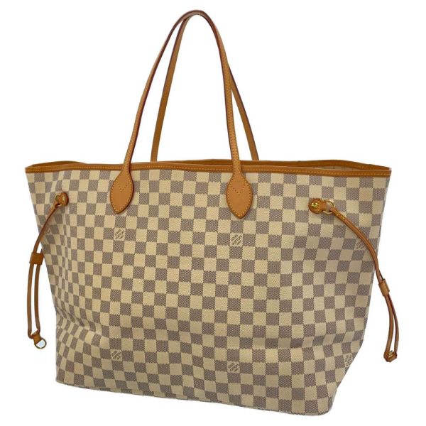 1 Louis Vuitton Tote Bag Damier Azur Neverfull GM Beige