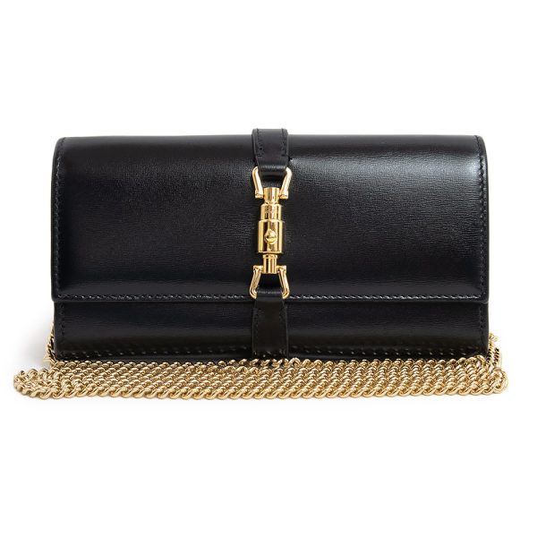 1 Gucci Jackie 1961 Chain Wallet Bifold Long Wallet Crossbody Black