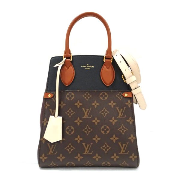 1 Louis Vuitton Fold Tote MM Shoulder Bag Brown Black