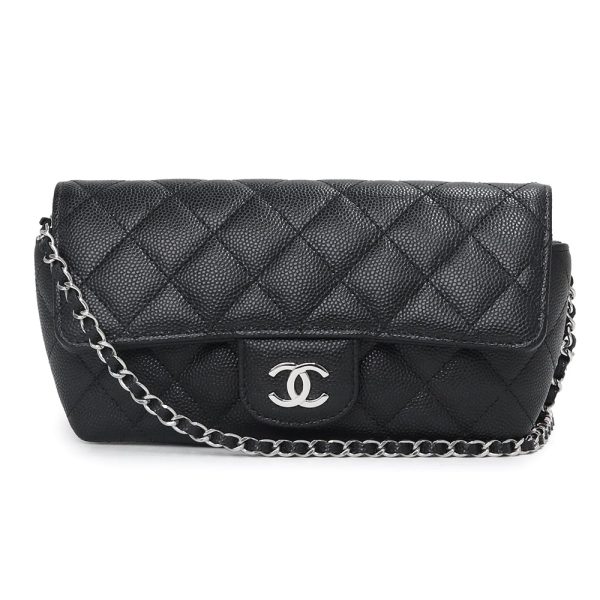 1 Chanel Timeless Classic Line Matelasse Chain Crossbody Caviar Skin Black