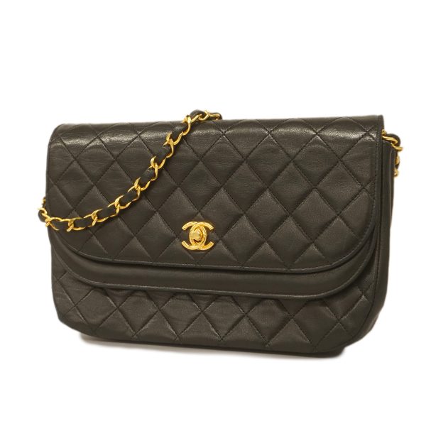 1 Chanel Shoulder Bag Matelasse Lambskin Black