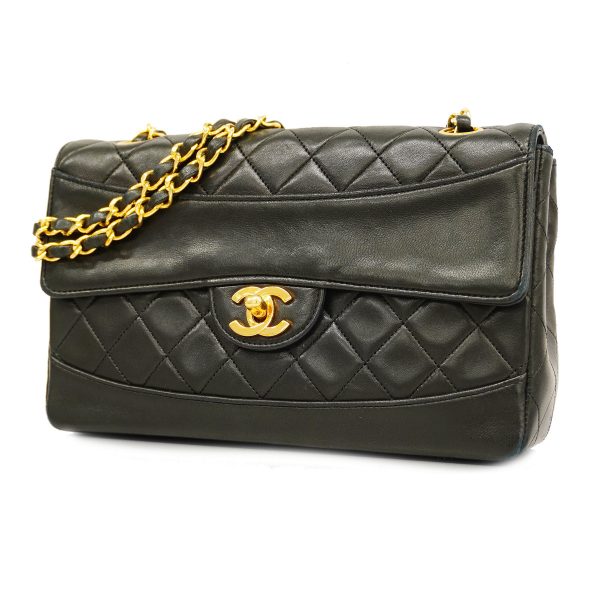 1 Chanel Shoulder Bag Matelasse Chain Lambskin Black