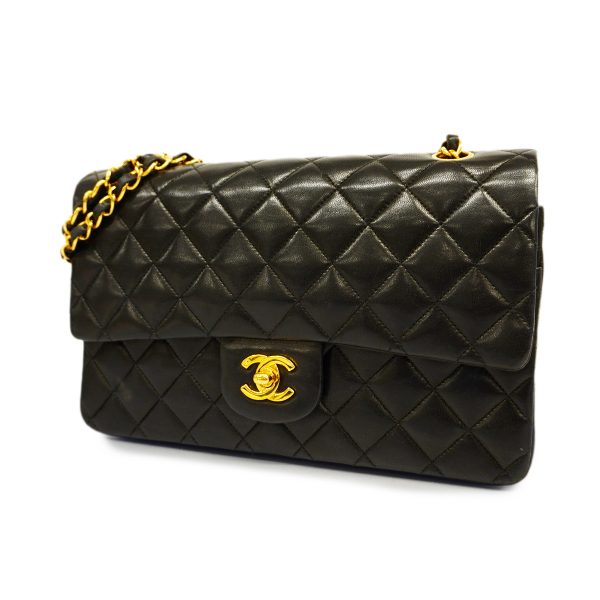 1 Chanel Matelasse Chain Shoulder Bag Lambskin Black