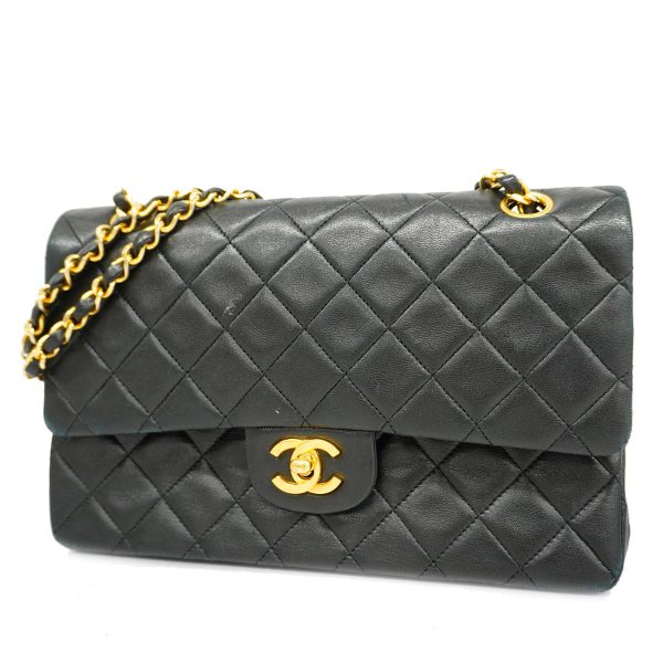 1 Chanel Shoulder Bag Matelasse Chain Lambskin Black