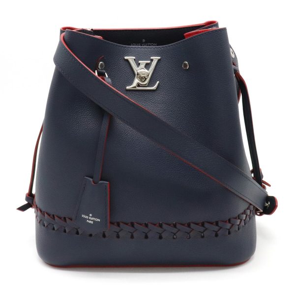 1 Louis Vuitton Lock Me Bucket Leather Marine Rouge