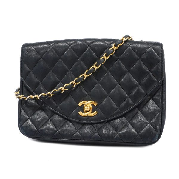 1 Chanel Shoulder Bag Matelasse Chain Lambskin Black