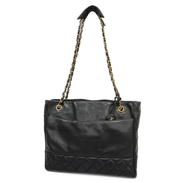 1 Chanel Shoulder Bag Matelasse Chain Lambskin Black