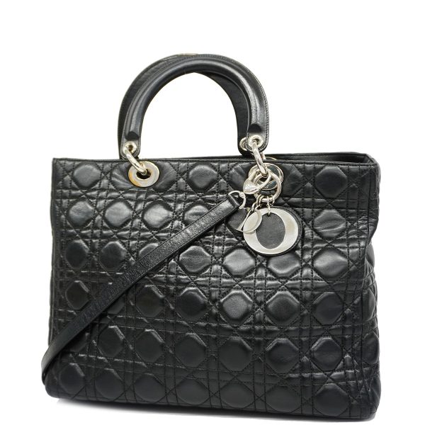 1 Christian Dior 2way Bag Cannage Lady Dior Leather Black