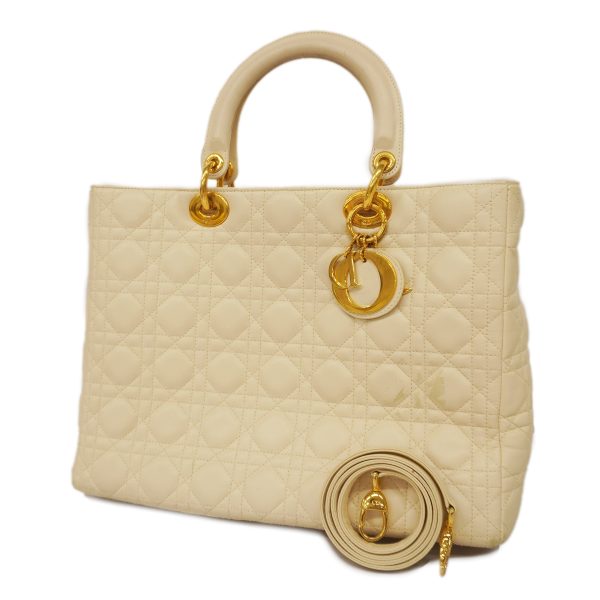 1 Christian Dior 2way Bag Lady Dior Leather Ivory