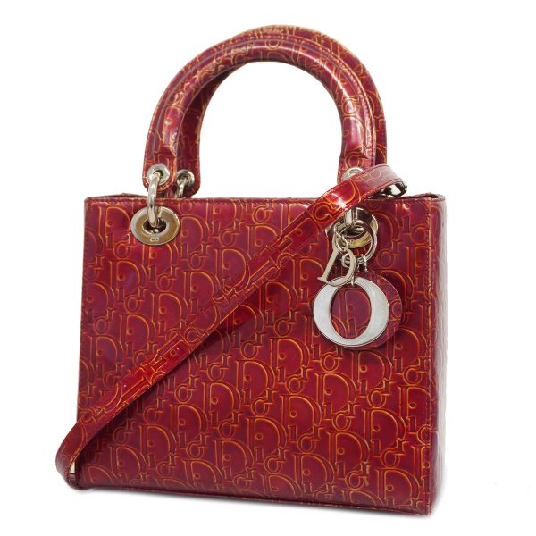 1 Christian Dior 2way Bag Trotter Lady Dior Red