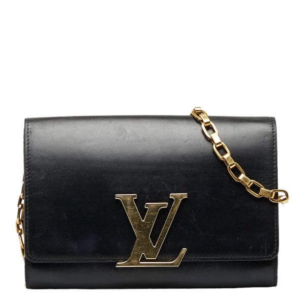 1 Louis Vuitton Pochette Louise MM Chain Shoulder Bag Noir Black