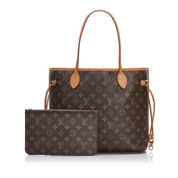 1 Louis Vuitton Monogram Neverfull MM Tote Bag Shoulder Bag Brown