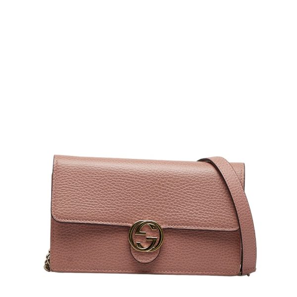 1 Gucci Interlocking G Chain Wallet Shoulder Bag Pink