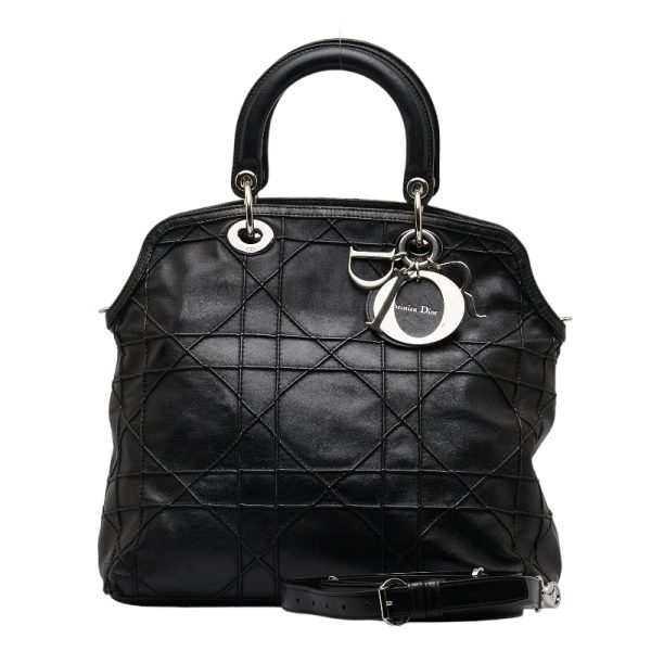 1 Dior Granville Cannage Handbag Shoulder Bag Lambskin Black