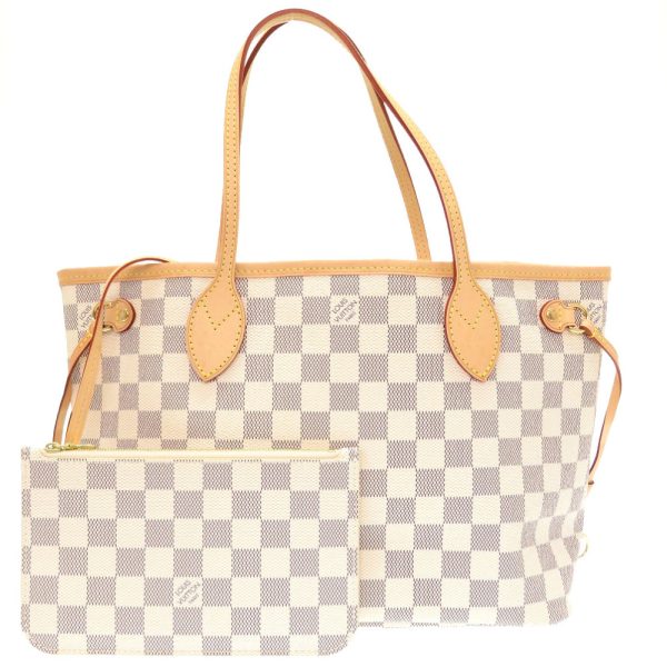 1 Louis Vuitton Damier Azur Neverfull PM Tote Bag White