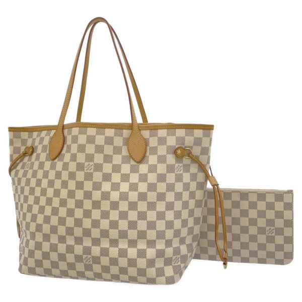 1 Louis Vuitton Tote Bag Damier Azur Neverfull MM Beige