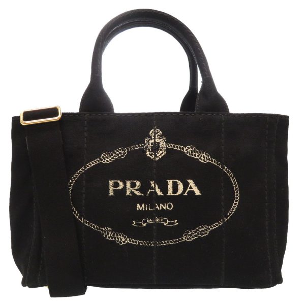 1 Prada Canapa Canvas Gold Hardware Handbag Black