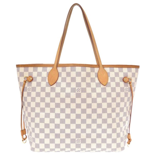 1 Louis Vuitton Damier Neverfull MM Azure Tote Bag white