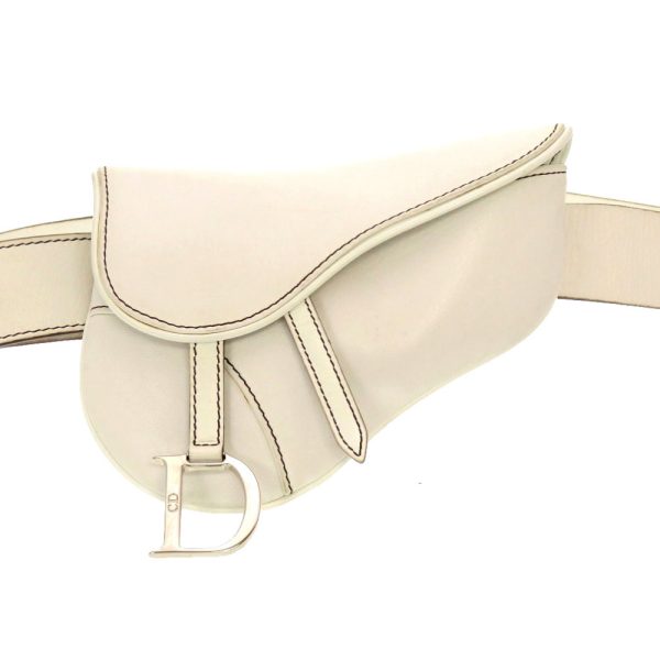 1 Dior Saddle Waist Pouch Leather Waist Bag Bag White