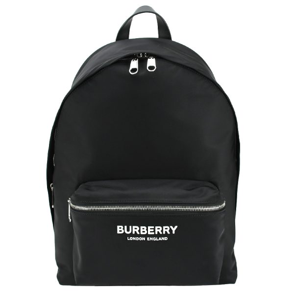 1 Burberry Backpack Rucksack Logo Print Black Nylon