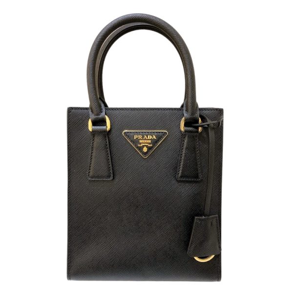 1 Prada Saffiano Leather Handbag Black Gold Hardware