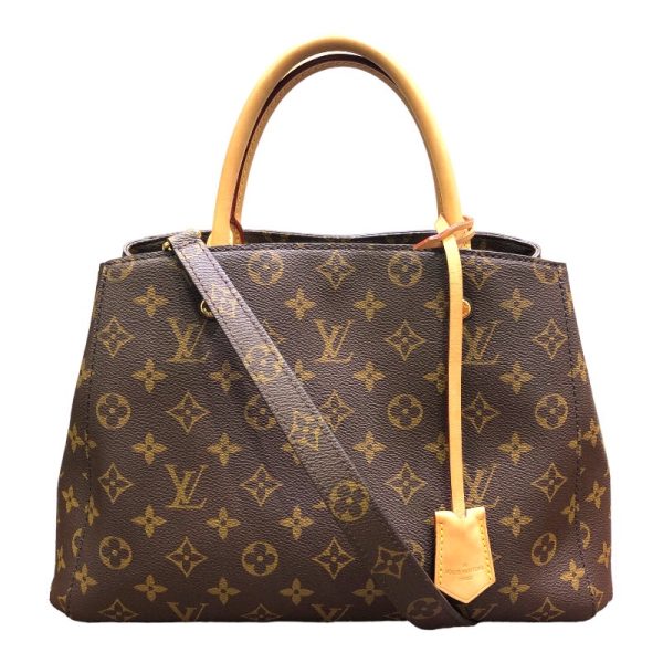 1 Louis Vuitton Montaigne MM Monogram Handbag Brown