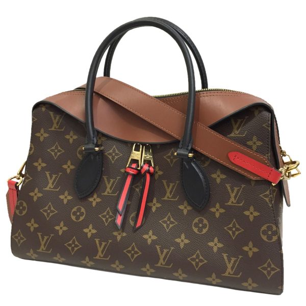 1 Louis Vuitton Tuileries Tote Bag 2way Bag Brown Red